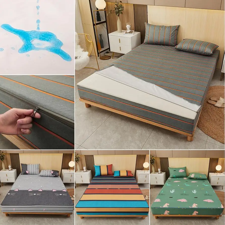 Waterproof Mattress Protector Breathable - Six-Sided With Zipper Mattress Protector Cover