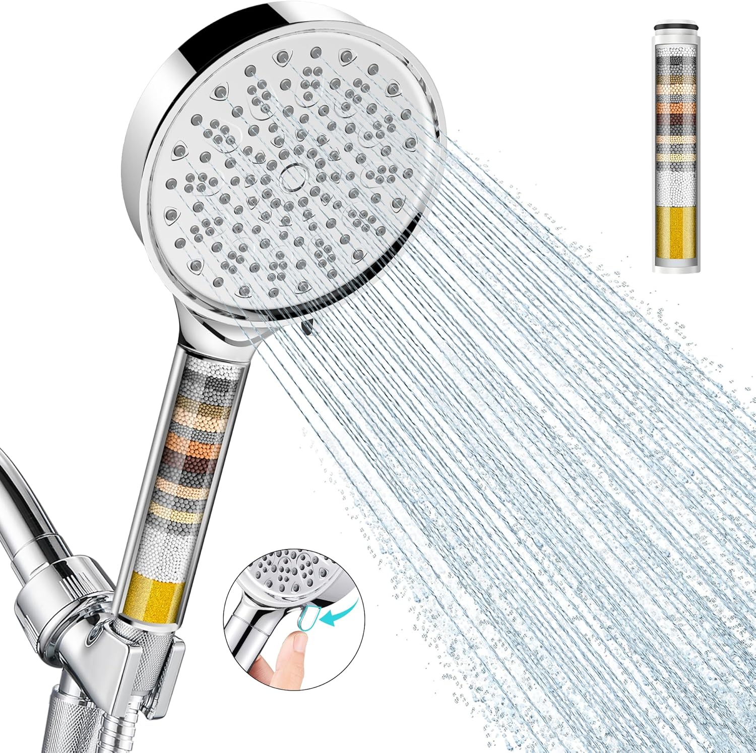 High Pressure Shower Head Handheld - Filtered Shower Head with Handheld, High