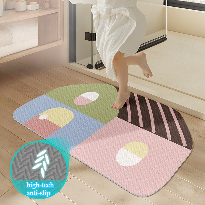 Quick Dry Diatomite Bath Mat - House Shape Soft Diatomite Bath Mat,