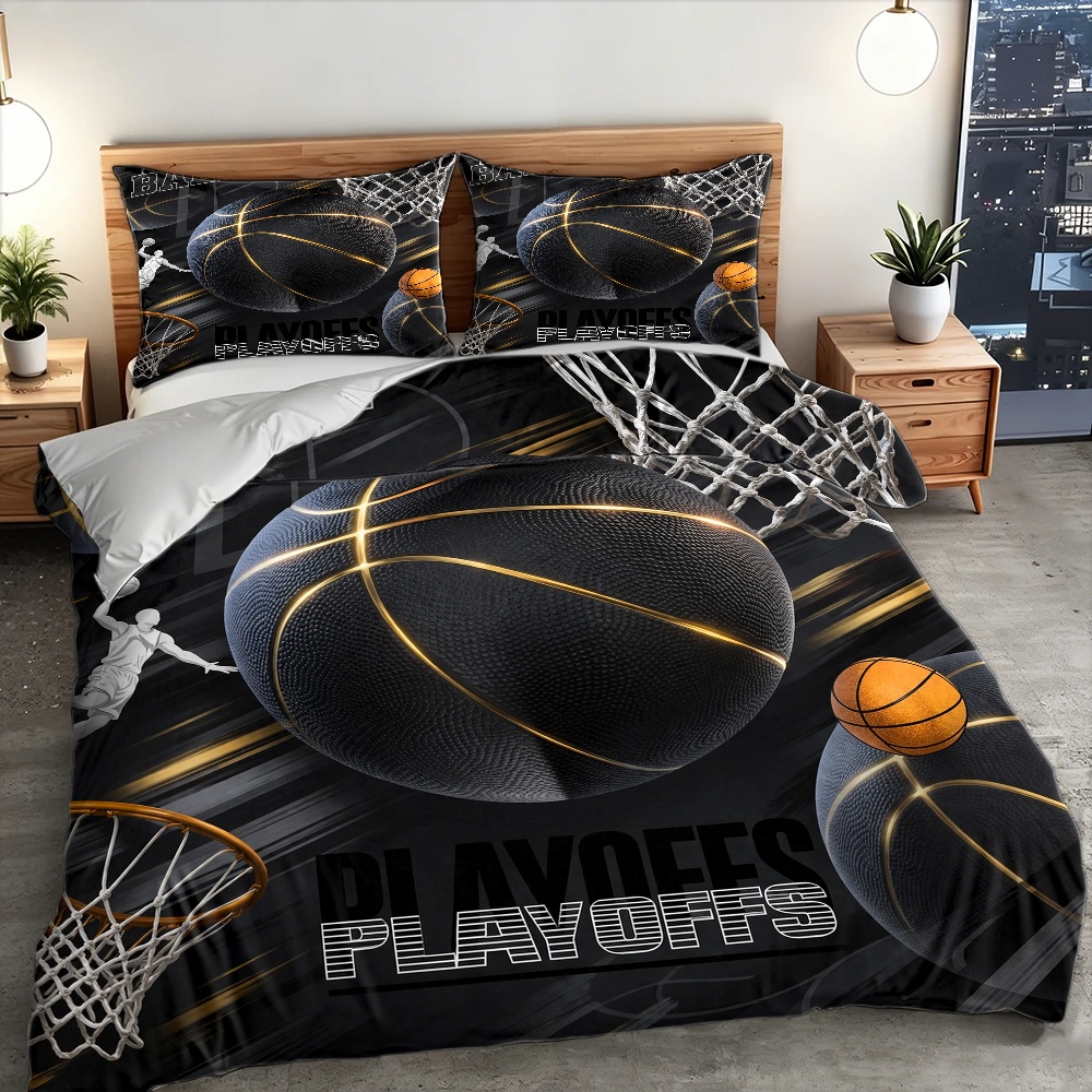 3Pc Black and Gold Basketball- - Duvet Cover Sets With Zipper review and price
