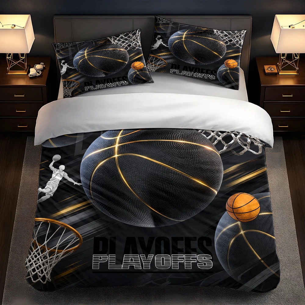3Pc Black and Gold Basketball- - Duvet Cover Sets With Zipper review and price