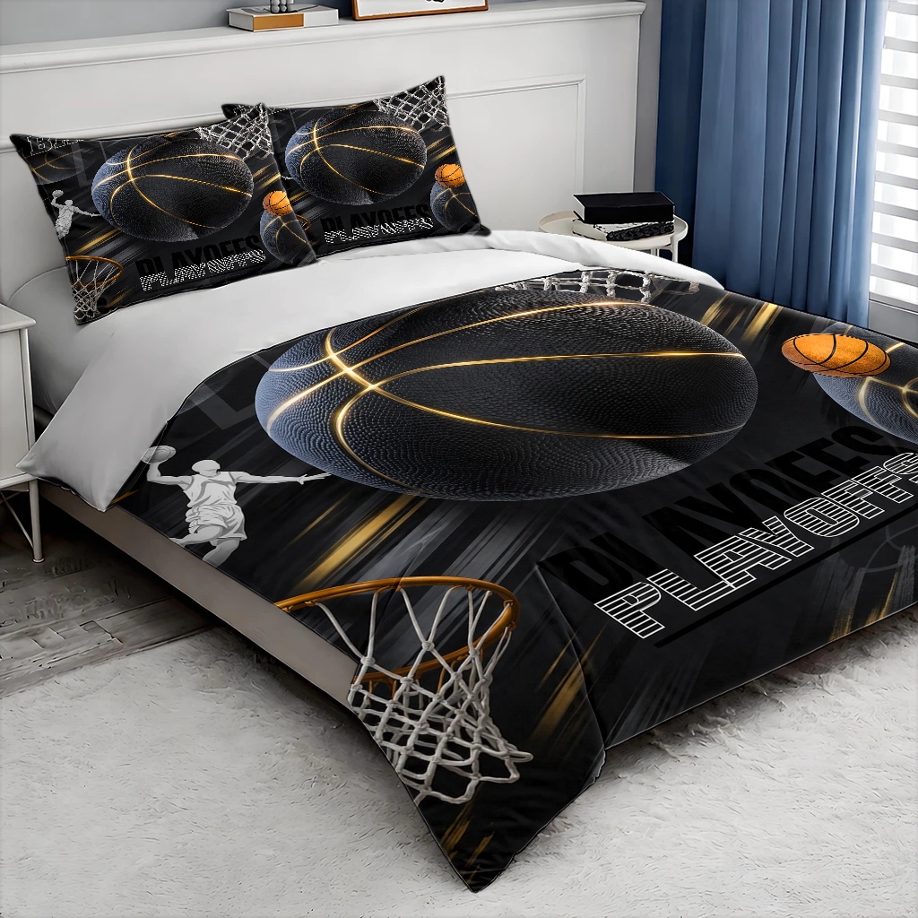 3Pc Black and Gold Basketball- - Duvet Cover Sets With Zipper review and price