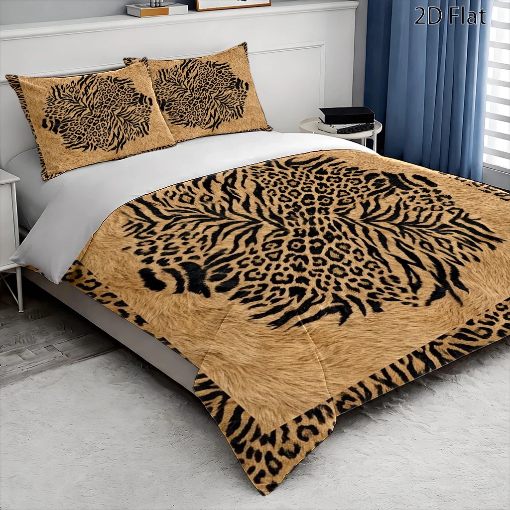 3-Piece Wild Leopard and Zebra - Duvet Cover Sets With Zipper review and price