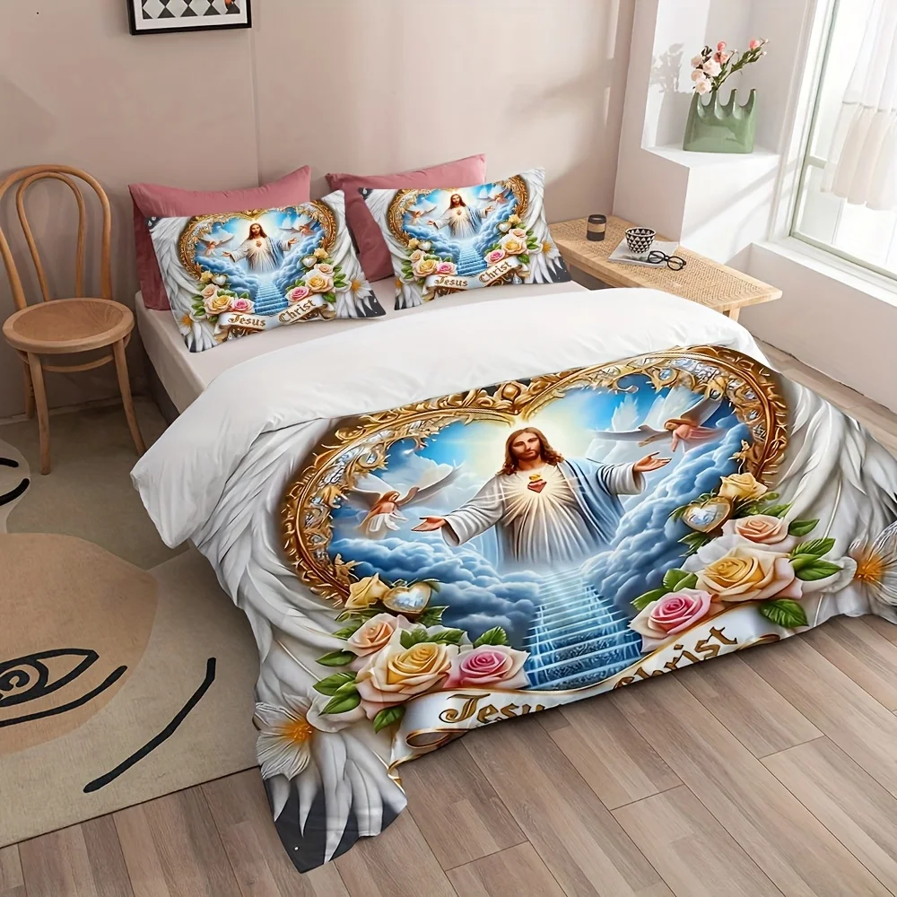 Sacred Devotion Wings Cross Fl - Duvet Cover Sets With Zipper review and price