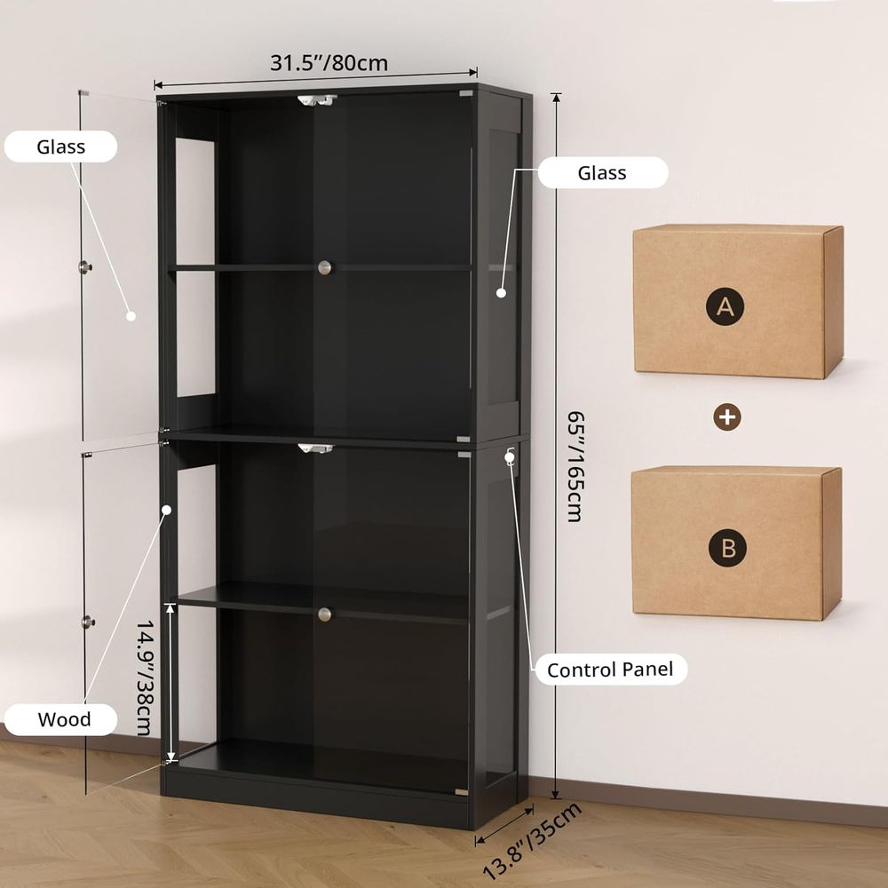 65 Glass Door Display Cabinet, - Lighting review and price