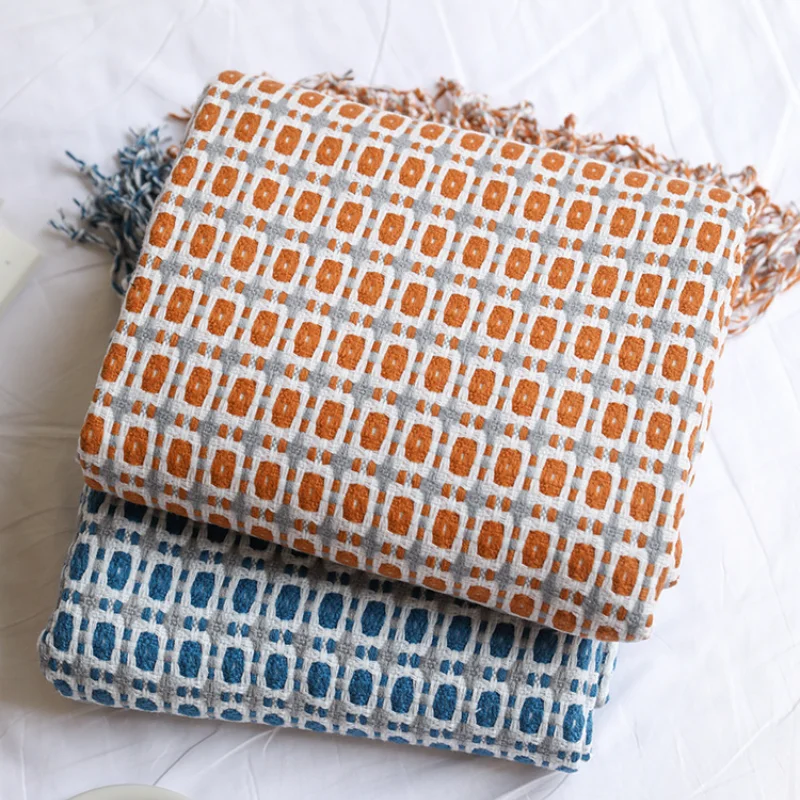 Geometric Grid Jacquard Woven  - Boho Throw Blanket Fringe review and price