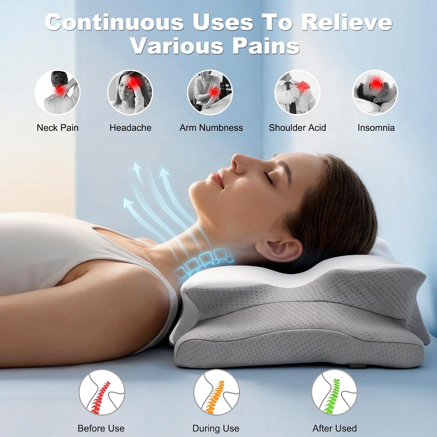 Cervical Neck Pillow for Pain  - Memory Foam Orthopedic Pillow Neck Pain review and price