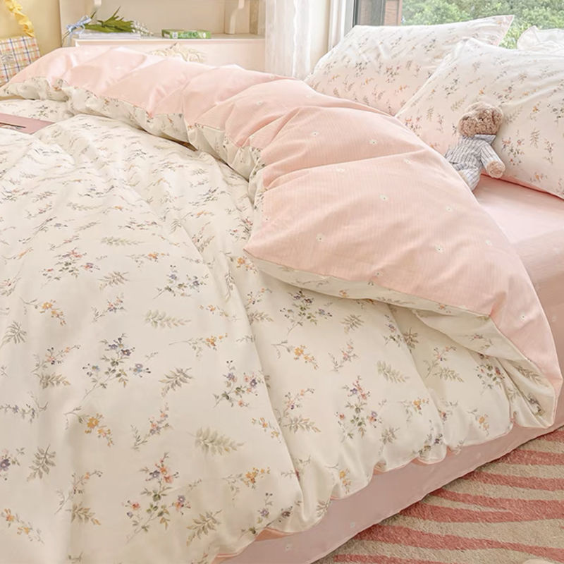 Ins Pink Flowers Bedding Set F - Aesthetic Floral Duvet Cover review and price