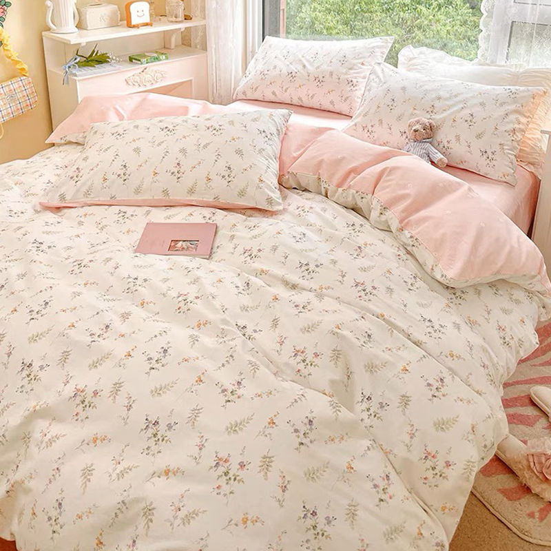 Ins Pink Flowers Bedding Set F - Aesthetic Floral Duvet Cover review and price