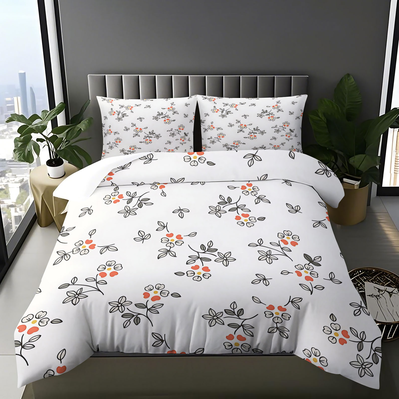 Minimal Hand-Drawn Thin Line O - Aesthetic Floral Duvet Cover review and price