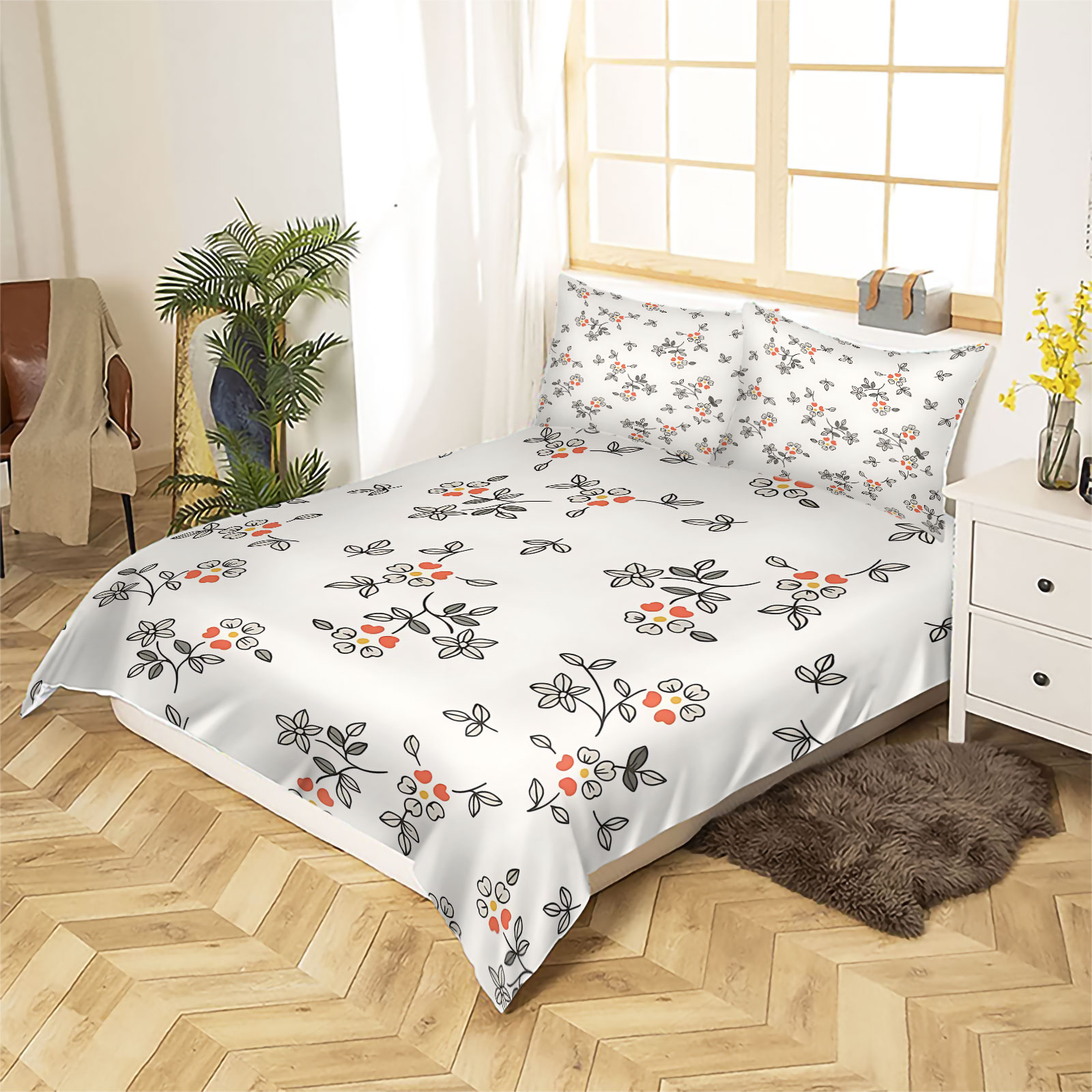 Minimal Hand-Drawn Thin Line O - Aesthetic Floral Duvet Cover review and price