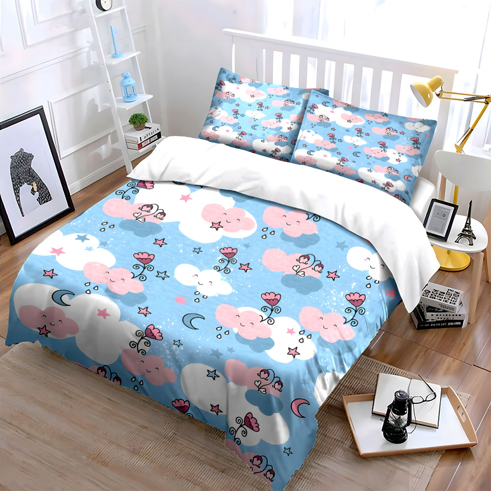 Dreamy smiling clouds and cres - Duvet Cover Sets With Zipper review and price