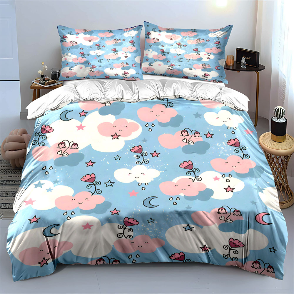Dreamy smiling clouds and cres - Duvet Cover Sets With Zipper review and price
