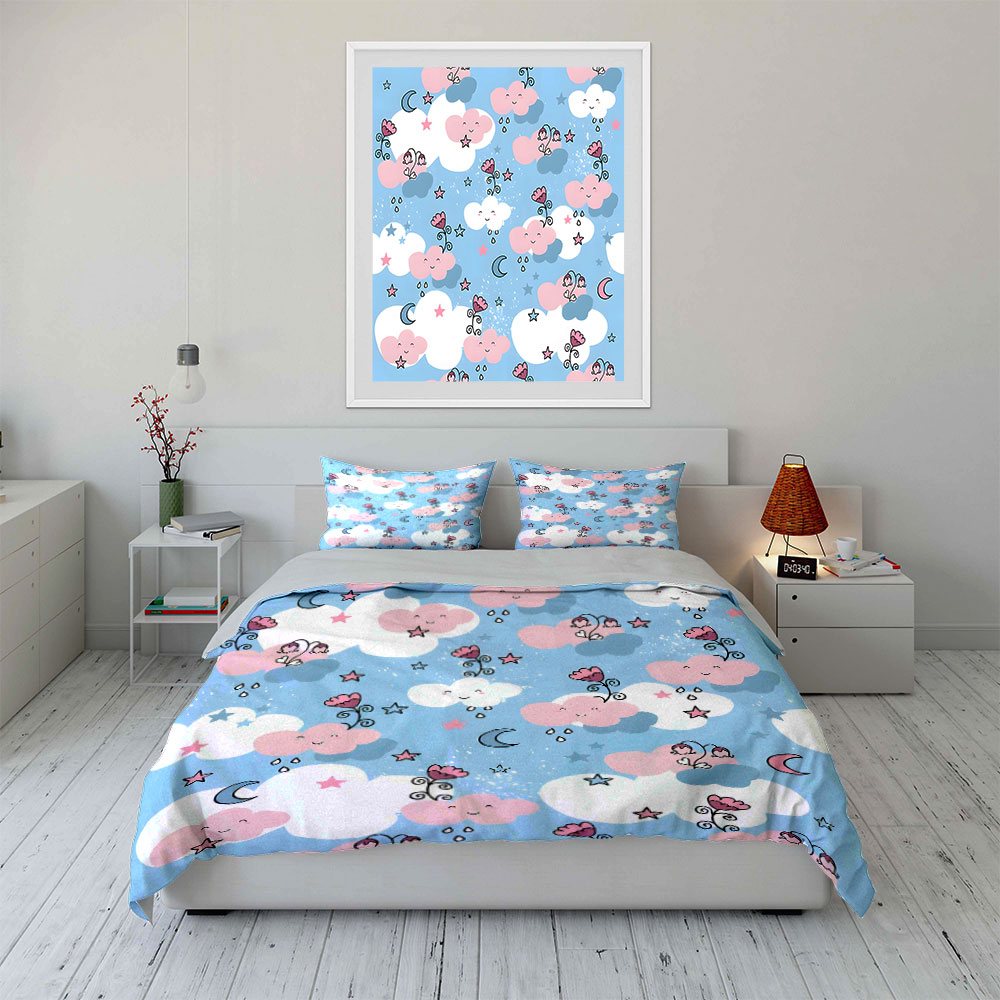 Dreamy smiling clouds and cres - Duvet Cover Sets With Zipper review and price