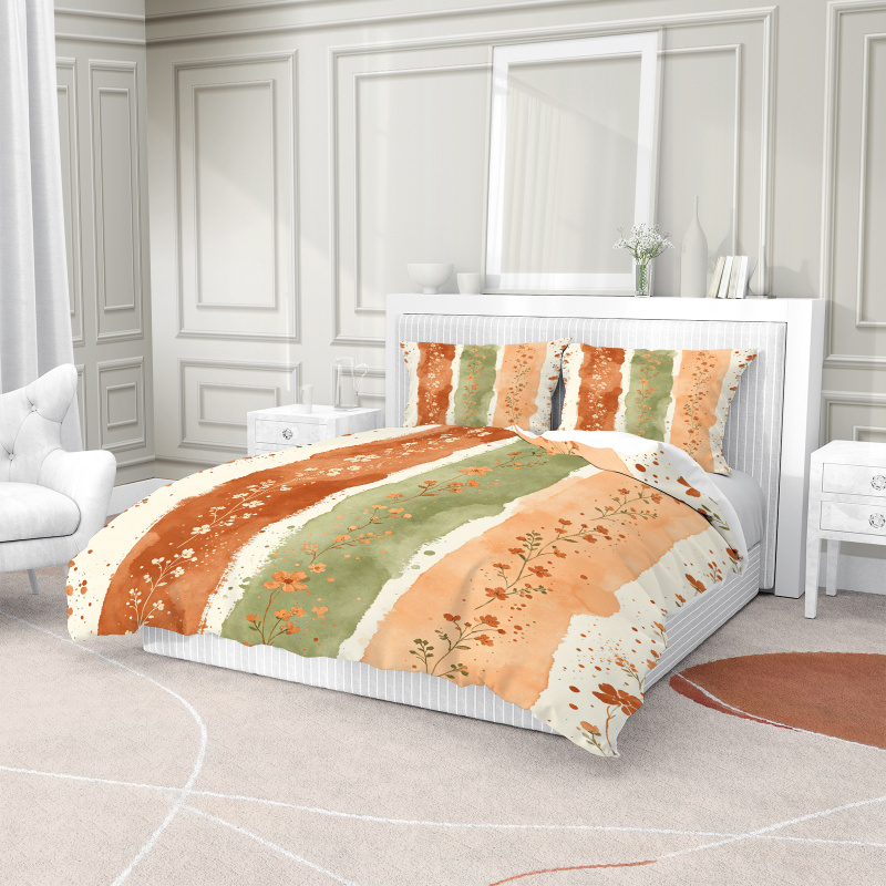 Duvet Cover Watercolor Striped - Aesthetic Floral Duvet Cover review and price