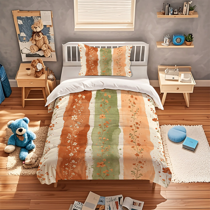 Duvet Cover Watercolor Striped - Aesthetic Floral Duvet Cover review and price