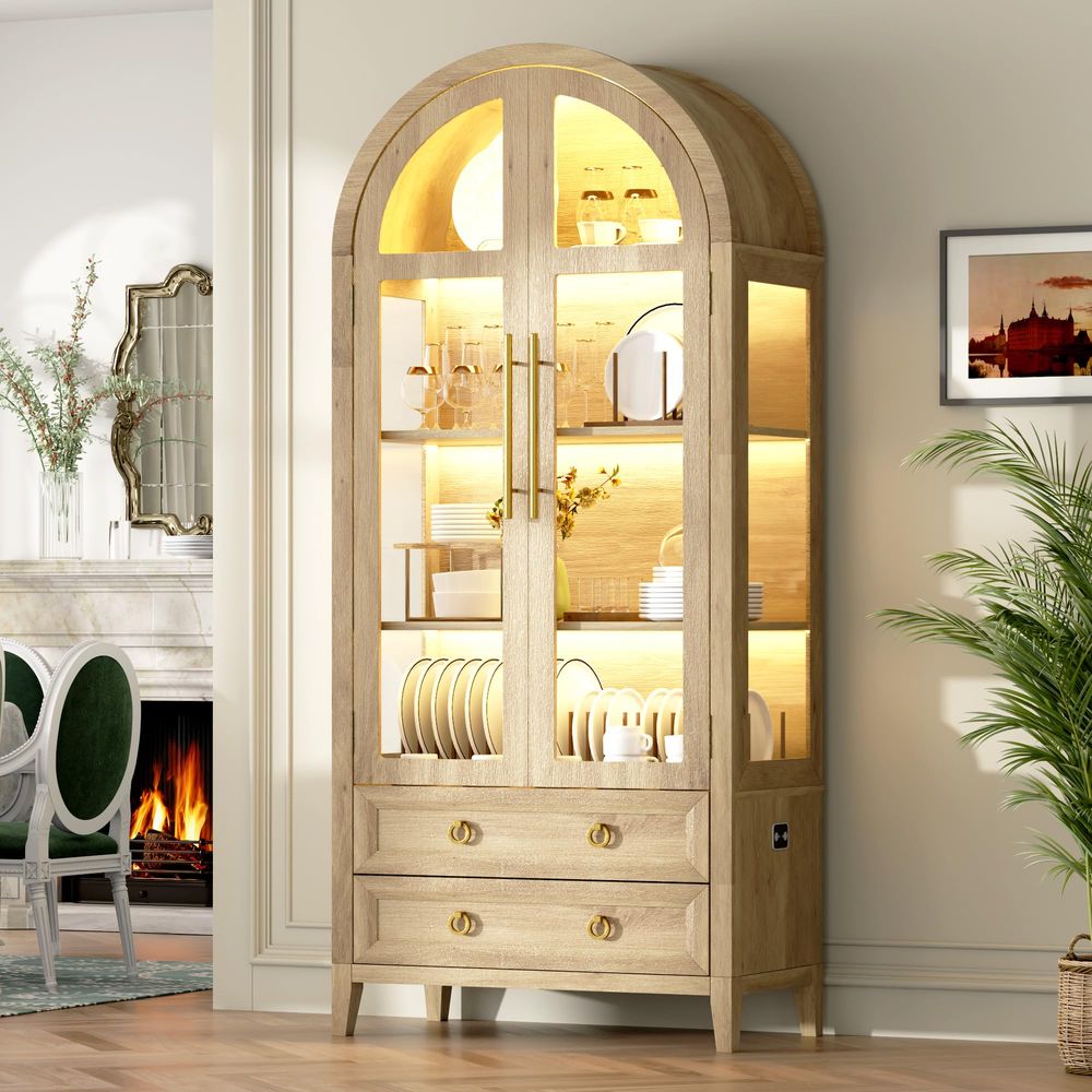 71 Arched Curio Cabinet with G - Lighting review and price