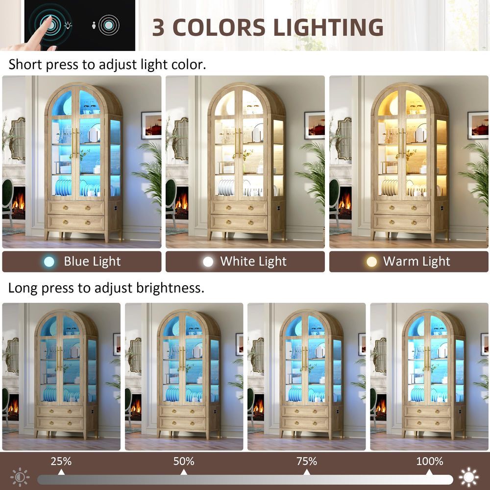 71 Arched Curio Cabinet with G - Lighting review and price