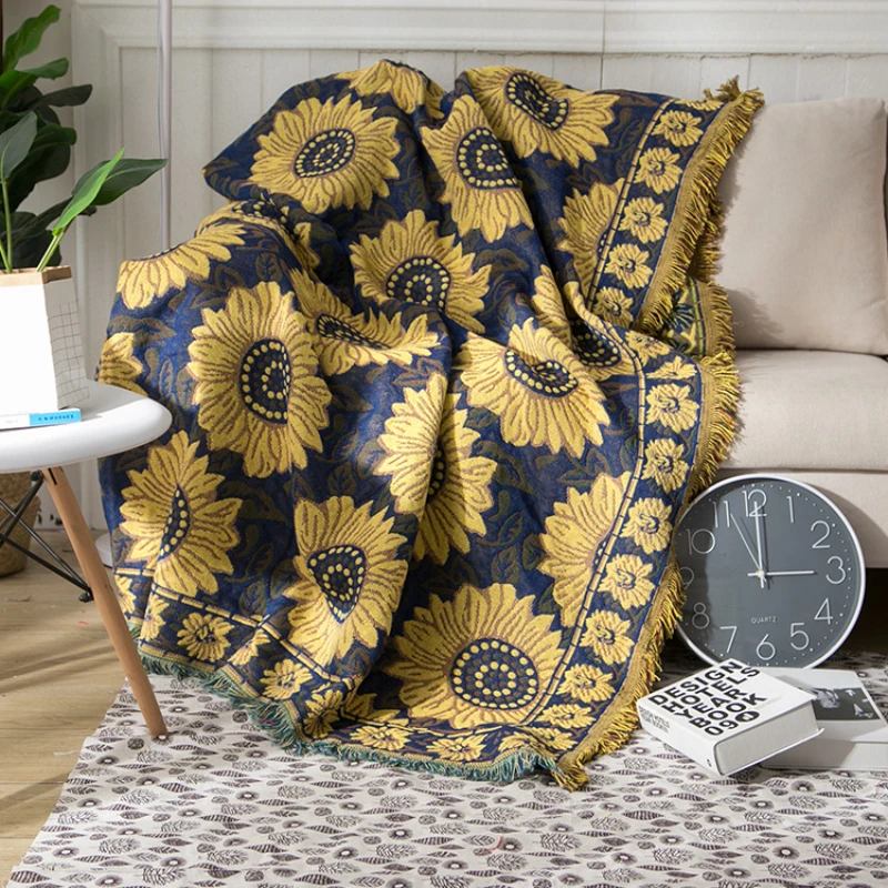 Textile City Vintage Sunflower - Boho Throw Blanket Fringe review and price