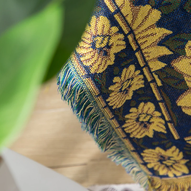 Textile City Vintage Sunflower - Boho Throw Blanket Fringe review and price