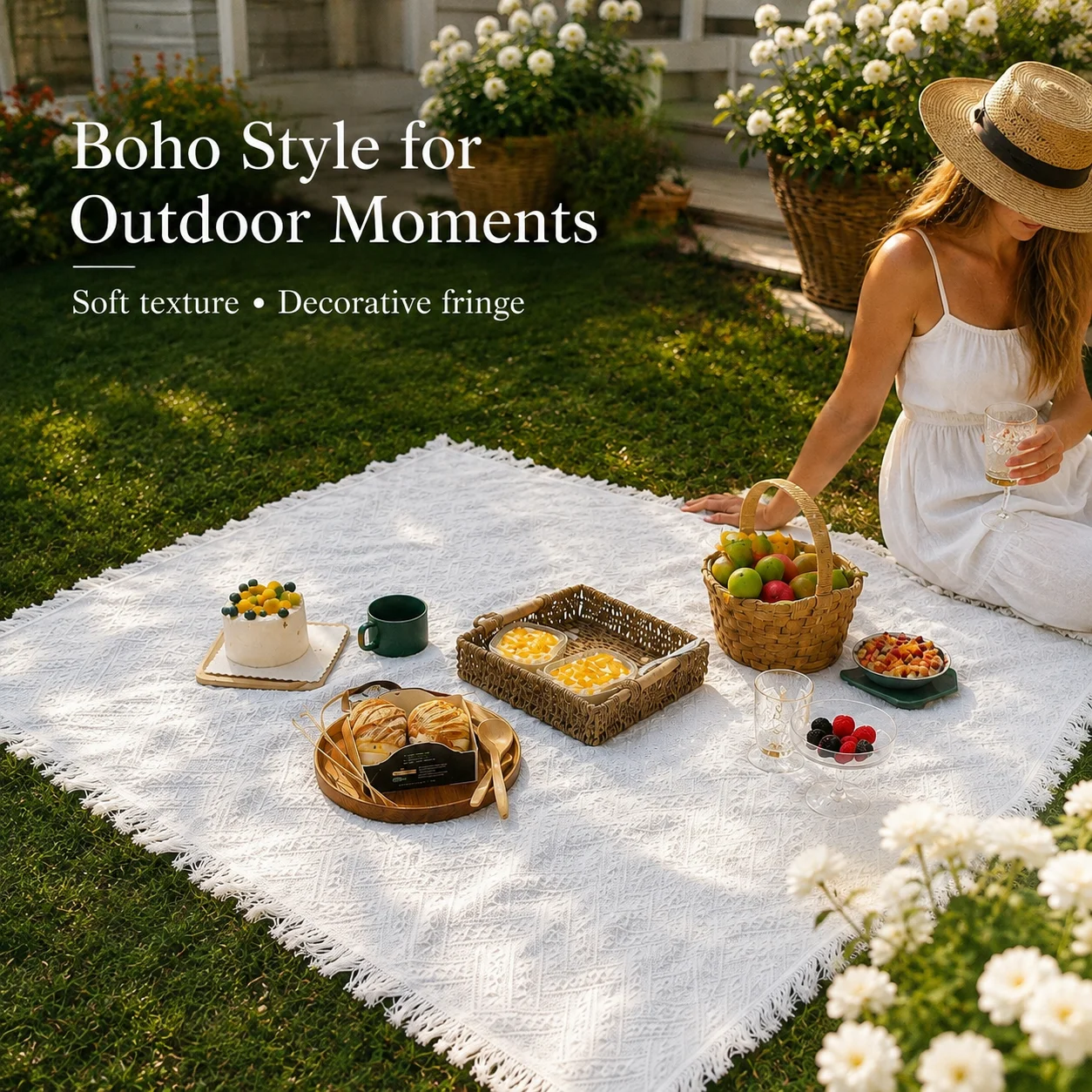 Boho Picnic Blanket Outdoor Ca - Boho Throw Blanket Fringe review and price