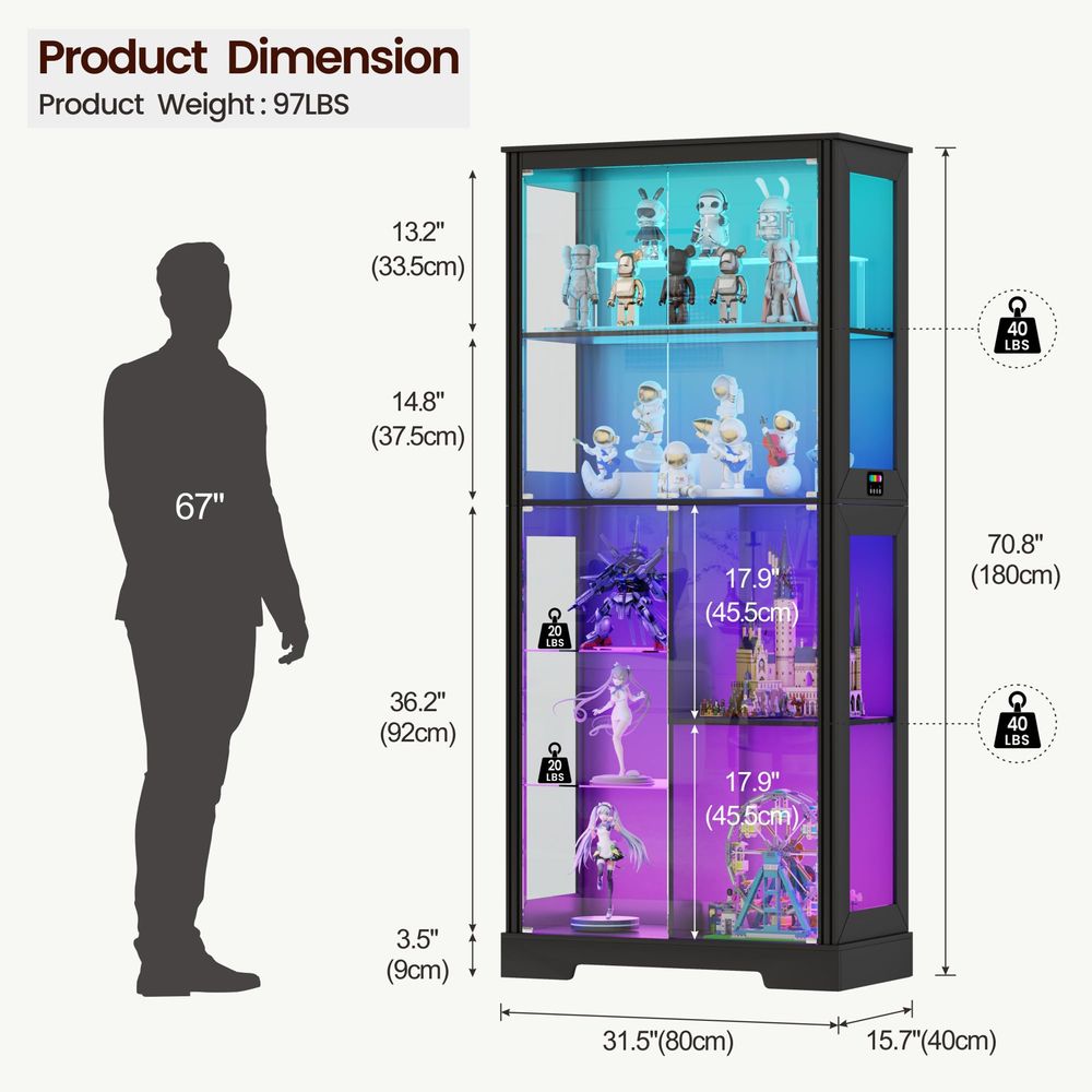 Lighted Corner Display Curio C - Lighting review and price
