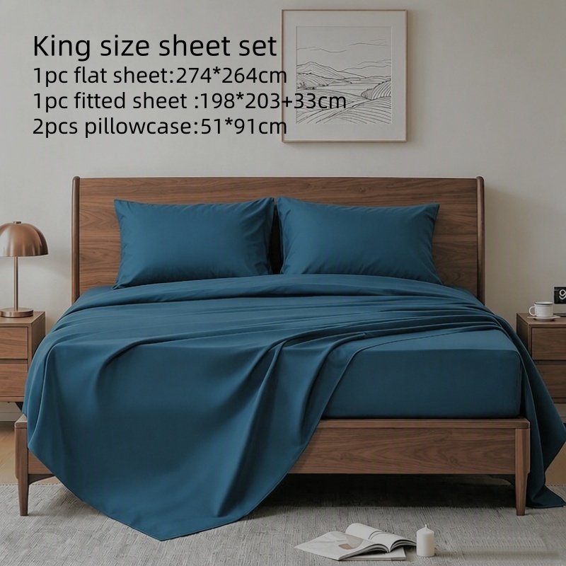 4Pcs King Size Bed Sheet Set 1 - Fitted Bed Sheets Deep Pocket review and price