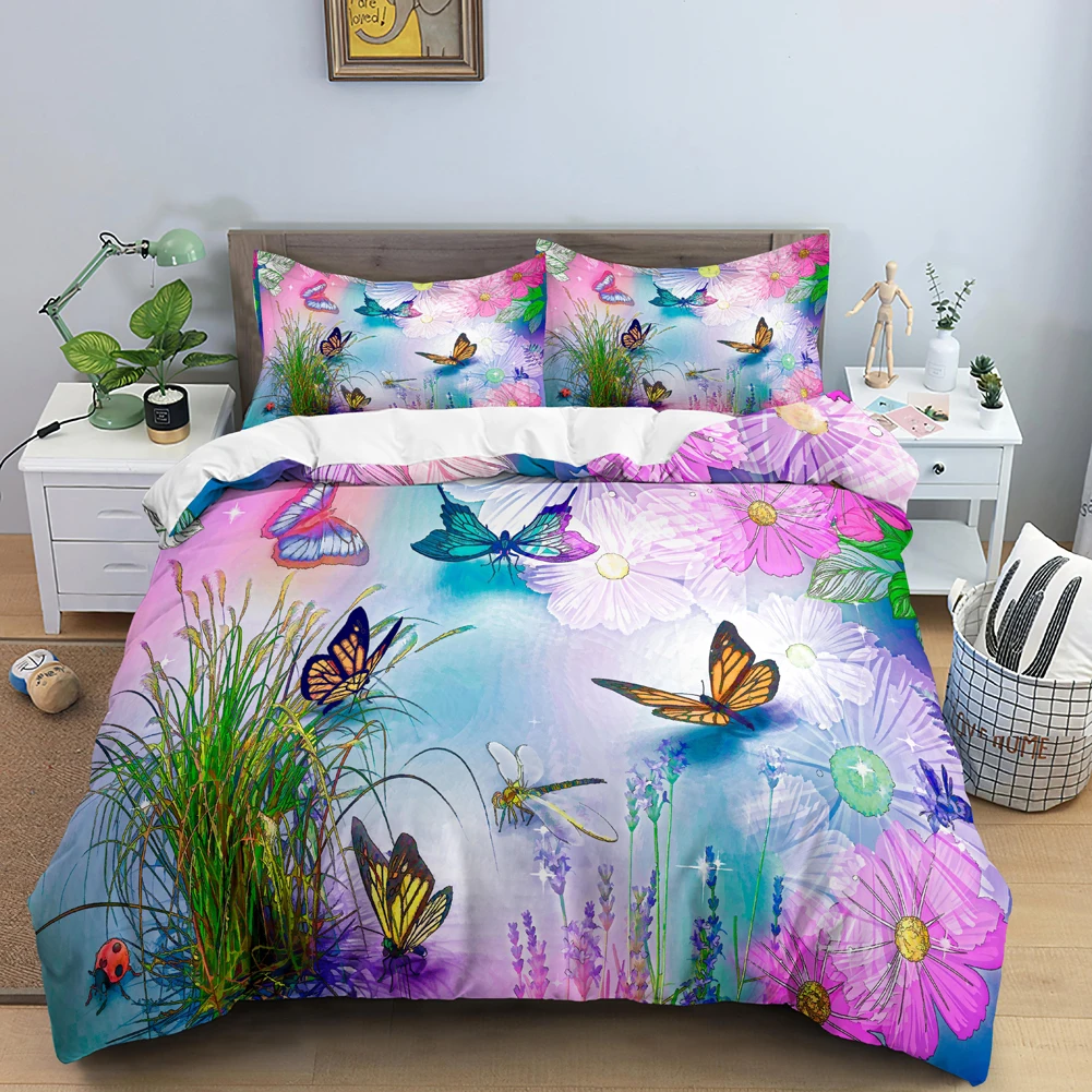 Butterfly Bedding Set 3D Flowe - Duvet Cover Sets With Zipper review and price