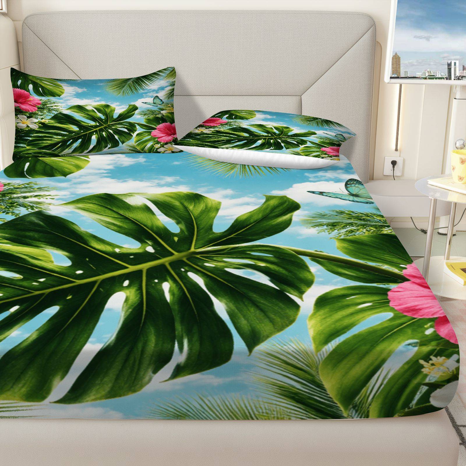 Tropical Hibiscus Bed Sheet Se - Fitted Bed Sheets Deep Pocket review and price