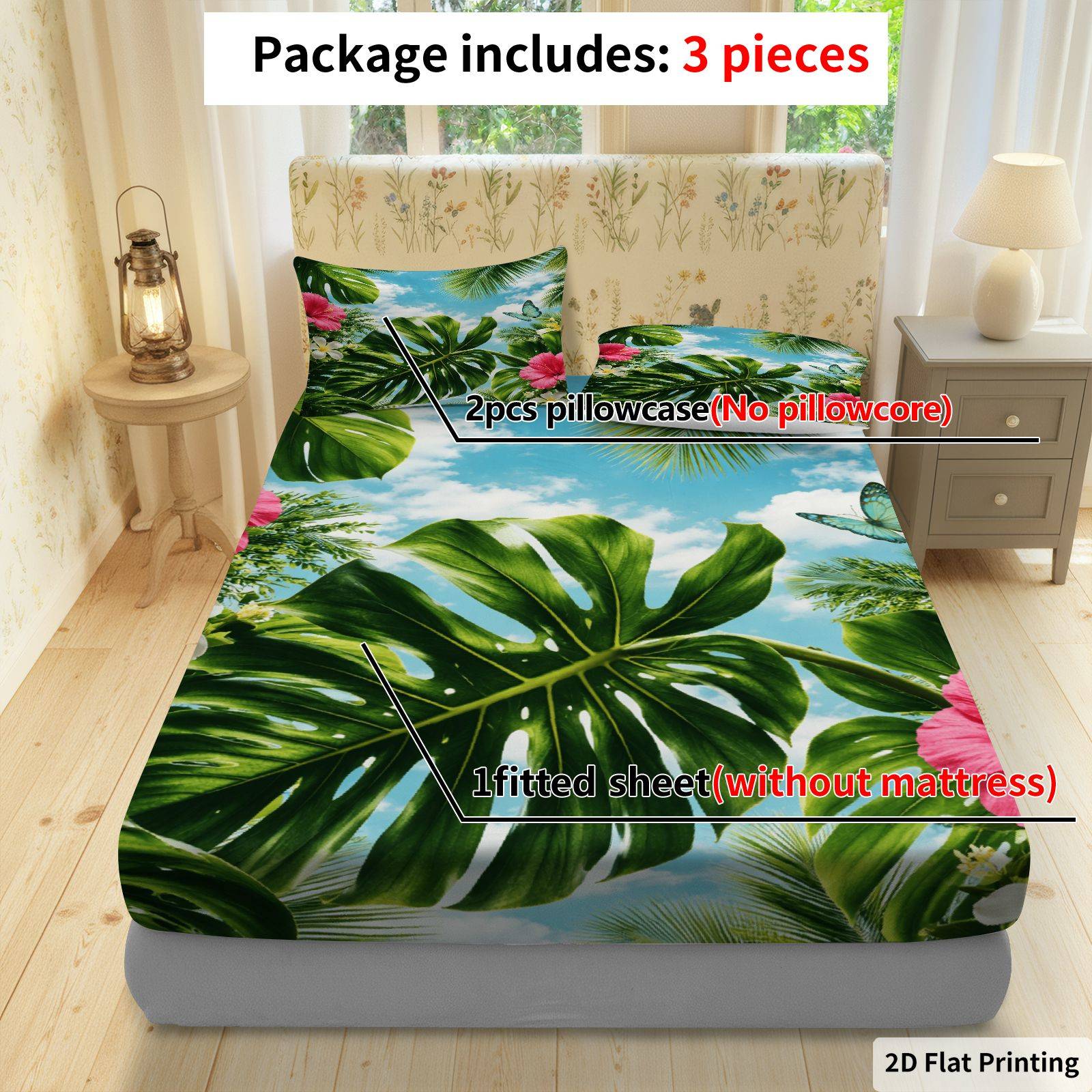 Tropical Hibiscus Bed Sheet Se - Fitted Bed Sheets Deep Pocket review and price