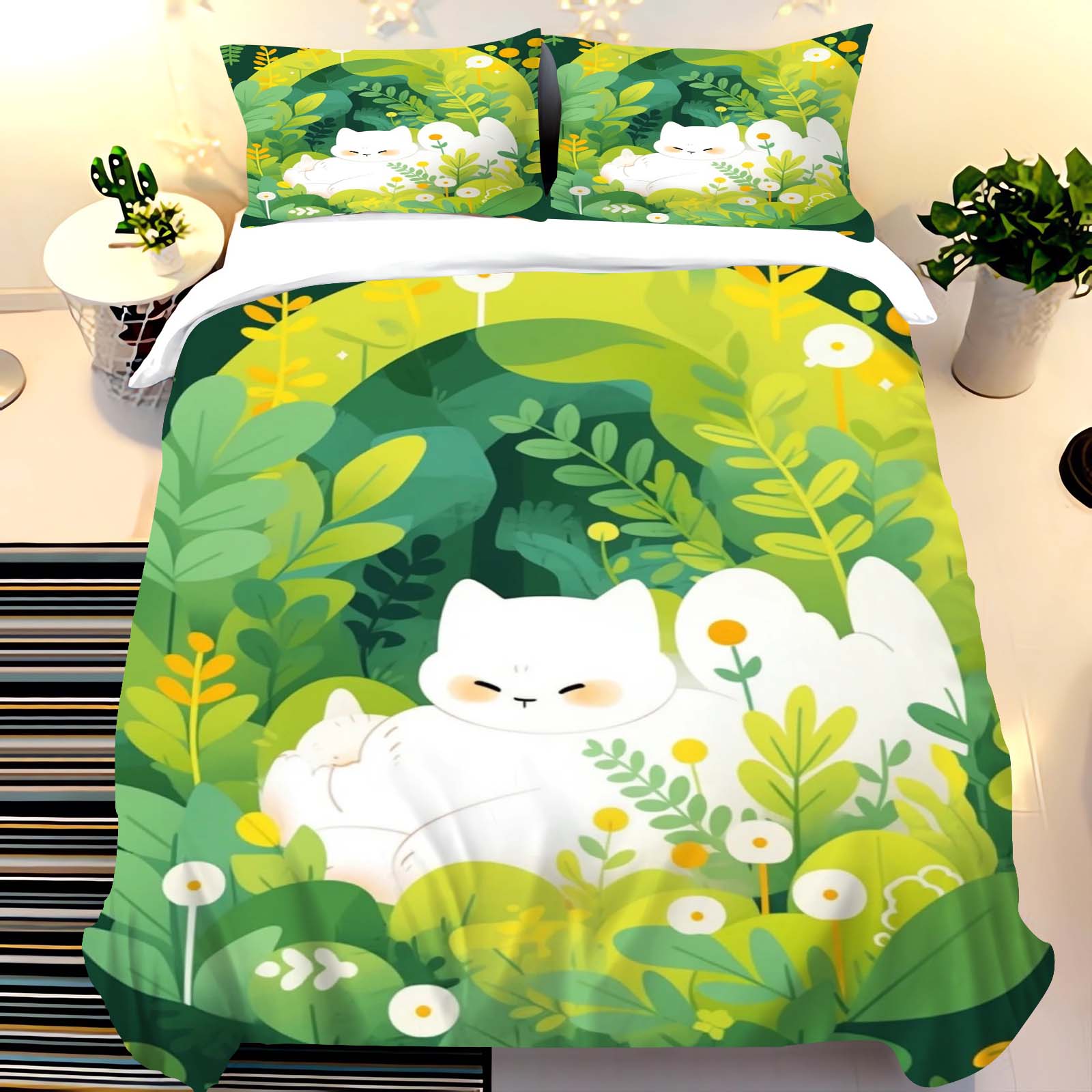 Cute Cat Print Bedding Set wit - Duvet Cover Sets With Zipper review and price