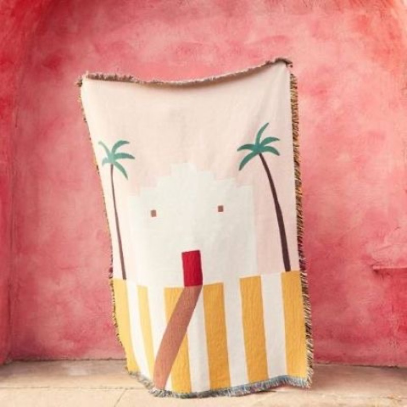 Pastel Pink Desert Adobe Throw - Boho Throw Blanket Fringe review and price